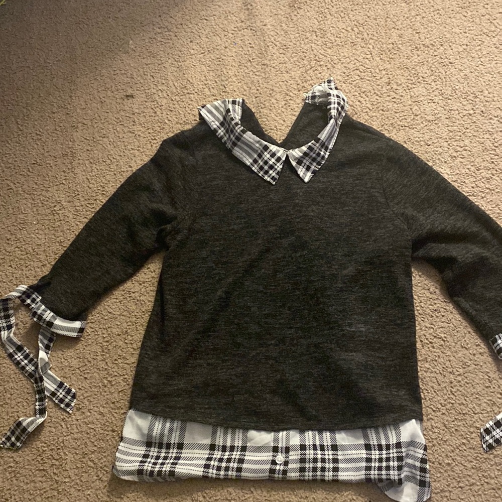 MUST HAVE!!!!! Cheap dress shirt collar black and plaid shirt